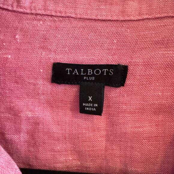 Talbots Linen Boyfriend Shirt Pink Button Up Shirttail Hem Long Sleeve Sz 0X - Picture 3 of 5